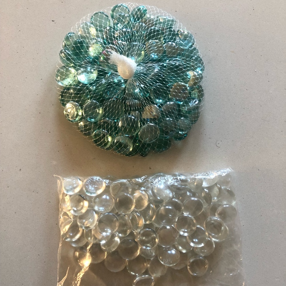 Light Blue & White Flat Glass Marbles